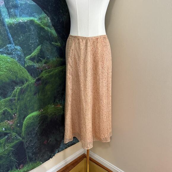 vintage silk midi slip skirt neutral metallic speckled y2k - Picture 2 of 6